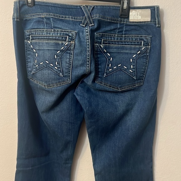 Peoples liberation blue jeans low rise flared size 30 y2k retro denim - Picture 11 of 13